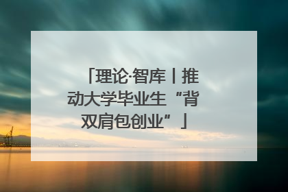 理论·智库丨推动大学毕业生“背双肩包创业”